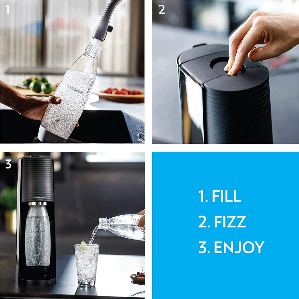 Paquete para hacer agua con gas SodaStream Terra (azul brumoso), con CO2, botella DWS Foto 3 de 4