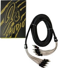 Js Audio High Quality Braided 17 FT 4 Channel RCA Interconnect OFC Nylon Cable