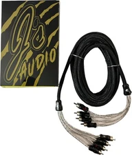 Js Audio High Quality Braided 17 FT 4 Channel RCA Interconnect OFC Nylon Cable