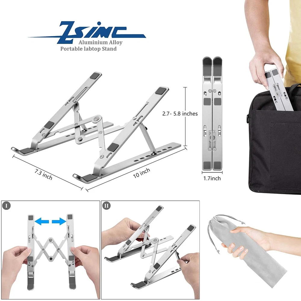 Laptop Stand, Laptop Riser Computer Stand for desk, Adjustable Aluminum Folda...