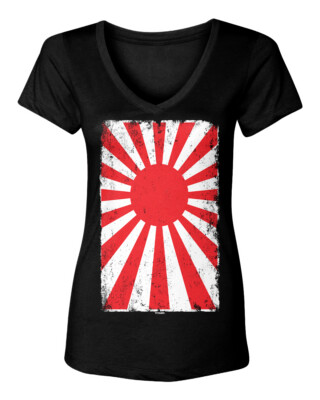 Distressed Japan Flag - Japanese Rising Sun Pride Proud Women's V-Neck ...