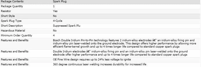 6 nuevas bujías de iridio dobles Bosch para Honda Pilot V6-3,5 L 2012-2019 Foto 4 de 4