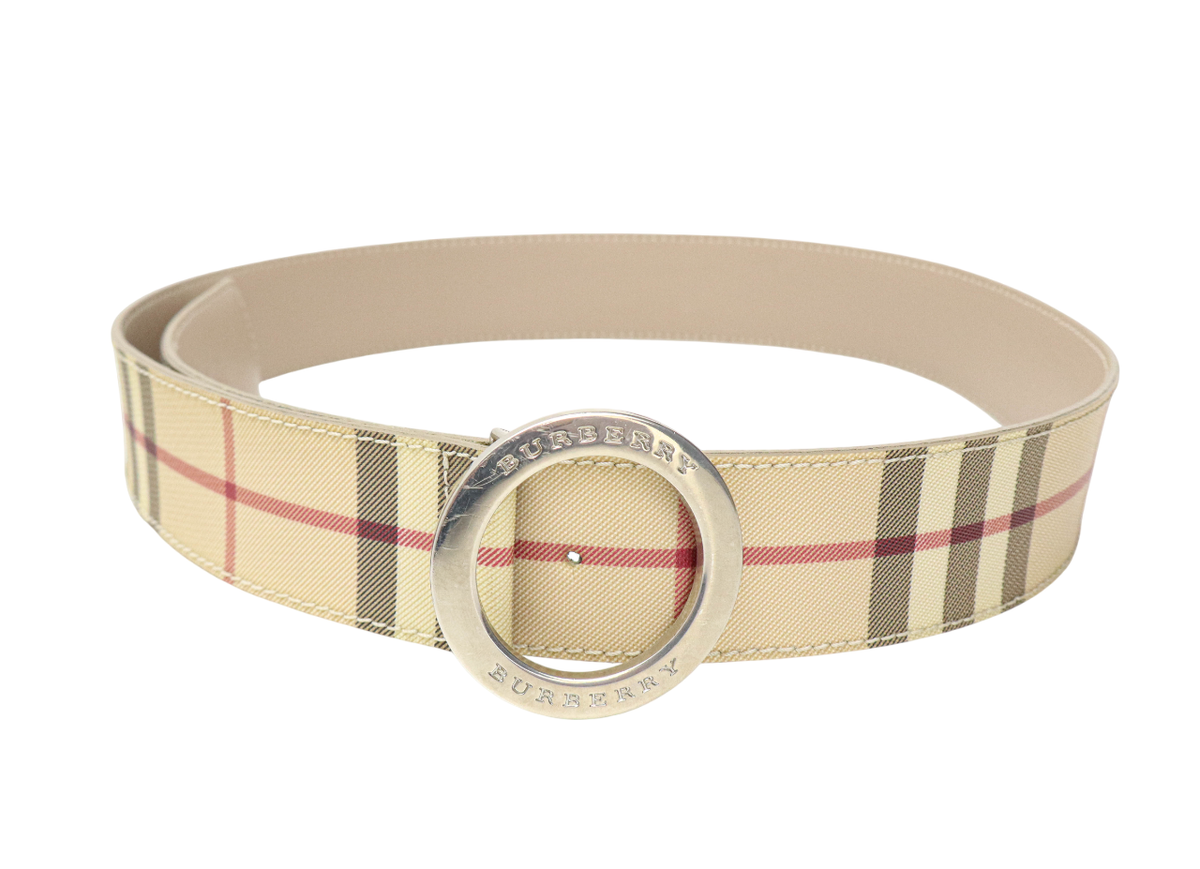 小物 Burberry Nova Check Belt Beige Burberry Belt Beige PVC Leather Used Fashion Nova Check Logo