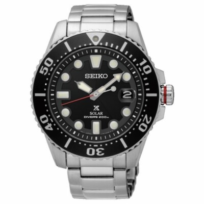 SEIKO ProspeX SNE551P1 Divers 200M Black Solar Watch Date Steel V157 Date Lume