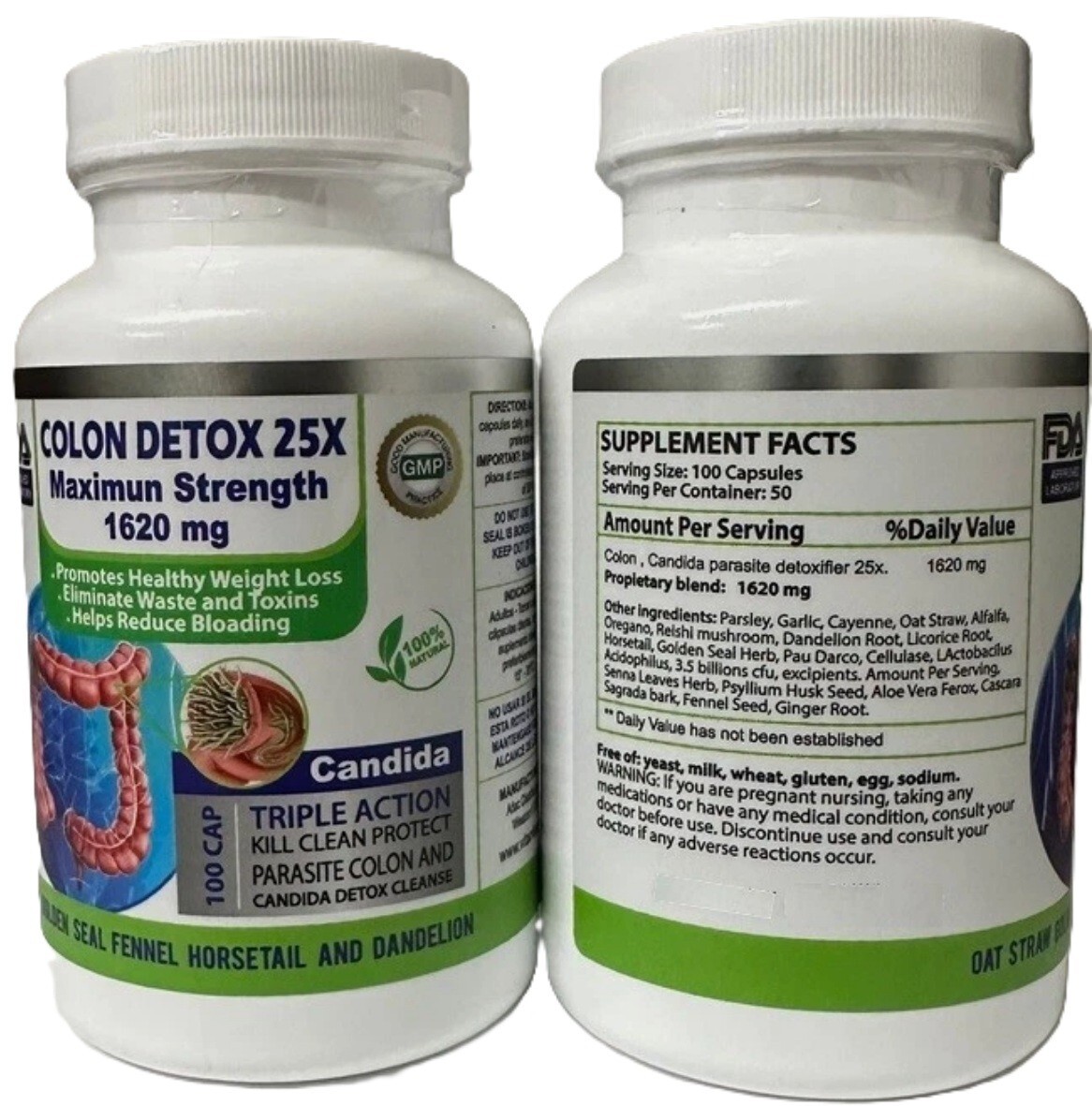 Colon Detox Cleanse 100 Caps – Natural Herbal Relief – Boost