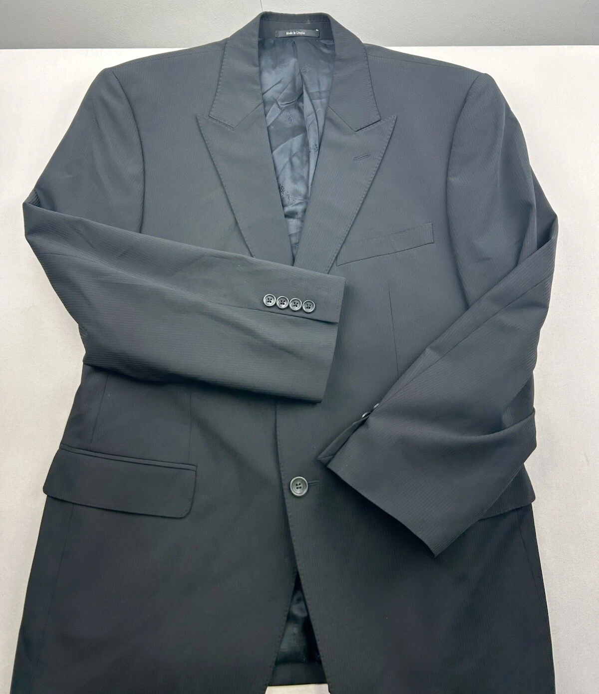 Versace Collection Uomo 52 Blazer Nero Cappotto Sportivo Bottone Punto Singolo Bordo