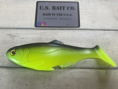 Weedless Swimbait 6  Color Chartreuse Black Back Lot Of 1 Bait