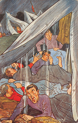 GEORGE V COMIC POSTKARTE CAMPING GEBRAUCHT GUT PLUS