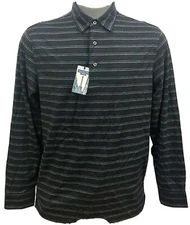 Daniel Cremieux Collection Black & Grey Striped L/S Polo NWT $90 Choose Size 