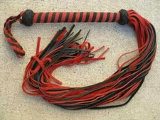 NEW Leather Flogger Whip Black/Red Suede Horse Training Tool