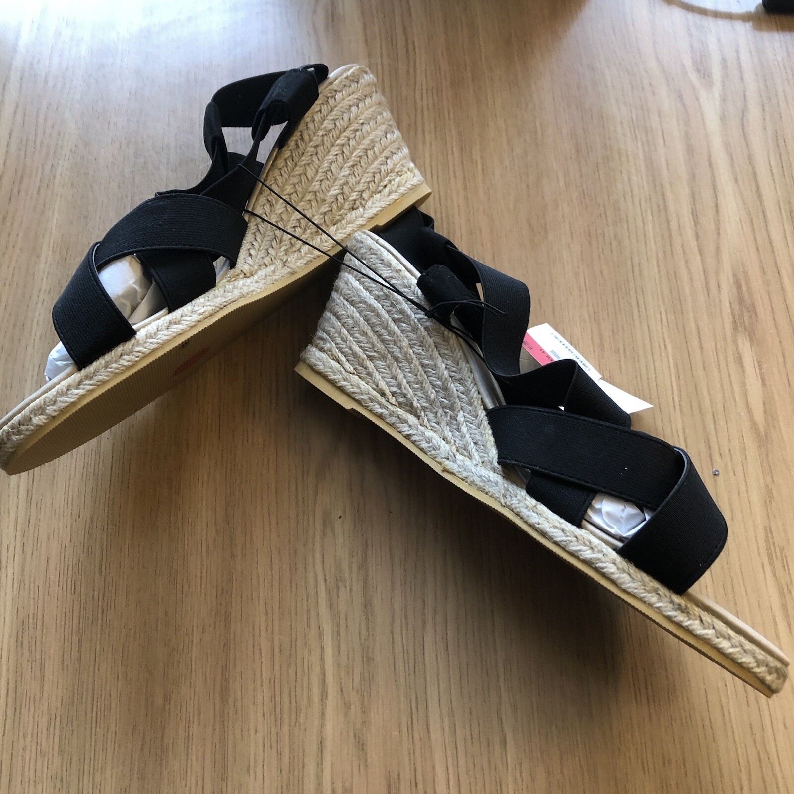 LADIES BLACK SANDALS SHOES ESPADRILLE WEDGE SANDALS WIDE FIT SIZE 7 EUR 41  | eBay