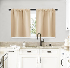 Nicetown Blackout Room Darkening Curtains, Biscotti Beige, Set Of 2, 29" W x 20L