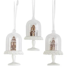 K & K Interiors - Gingerbread House Dome Ornaments Set of 3 - 54732A