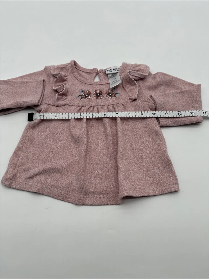 Camisa Nicole Miller Manga Larga Juvenil Niña 18M Bordada Floral Rosa..#14333 Foto 4 de 4
