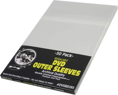 (50) DVD Outer Sleeves RESEALABLE 14mm ARCHIVAL Case Box Bags Covers THICK 2mil