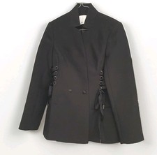 Acler Berman Lace Up Blazer Jacket Black Double Breasted Size 10
