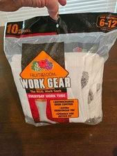 10X Mens White Mid Calf Tube Socks 6-12 Fruit of the Loom Work Gear