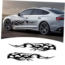 Universal Vinyl Flame Graphics Car Body Side Sticker Racing Sports Black