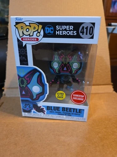 Funko Pop! Blue Beetle #410 DC Superhero Collectible Exclusive Glow in the Dark