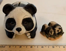 Panda Bank and Panda Pair Figurine