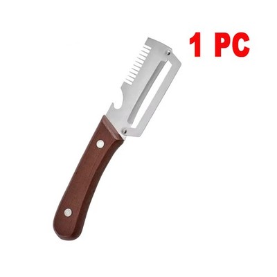 Stainless Steel Wide Blade Veggie Peeler With Scallion Shredder Bottle Opener