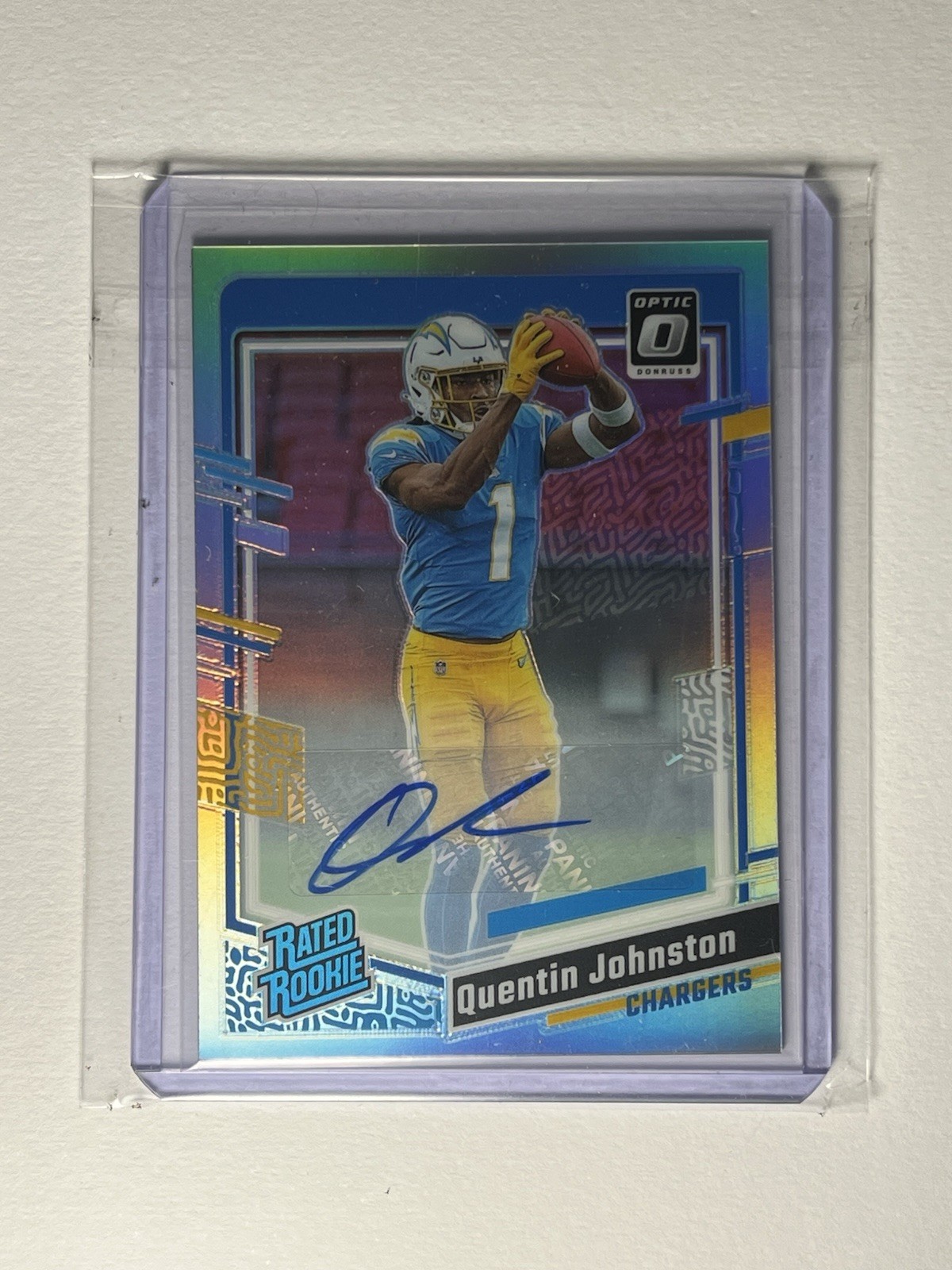 2023 Donruss Optic Quentin Johnston Holo Prizm /150 Rc Auto #265 Rated Rookie