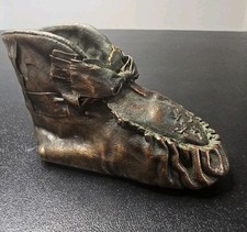 Vintage Baby Childs Shoe Leather Home Accent Decor