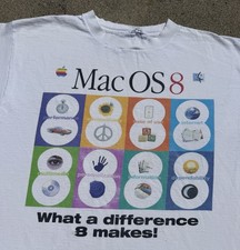 Vintage 90s Apple Mac OS 8 Computer Promo Tech T-Shirt Size XL DISTRESSED