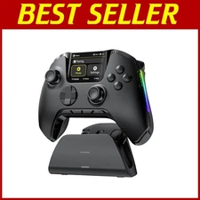 Wireless RGB Gaming Controller with Charging Dock, Black