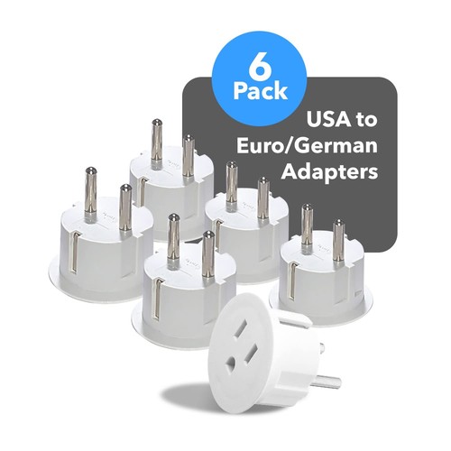 OREI Pack 6 European Travel Plug Adapter - USA, Canada, Mexico to European Ty... - Picture 3 of 9
