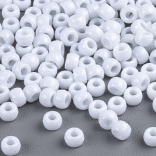 1000 Pcs Pony Beads - White Pony Beads Bulk 6x9 mm Hair Beads Plastic Acrylic