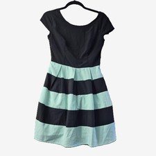 B Darlin Juniors Black and lint mintGreen Stripe Cap Sleeved Mini Dress Size 5/6