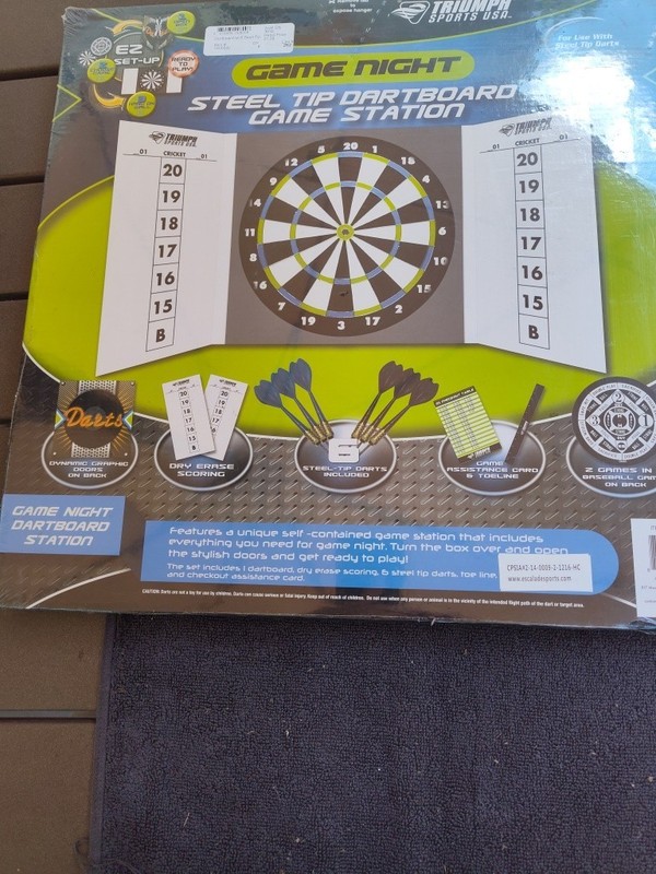 Triumph Sports Game Night Steel Tip Dartboard Game Station & Baseball Game NIB