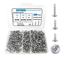 200pcs 8 Self Tapping Screws for Metal,410 Stainless Steel Sheet Silver