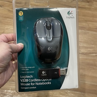 Logitech V220 Cordless Optical Mouse for Notebooks Laptops New Unopened Computer