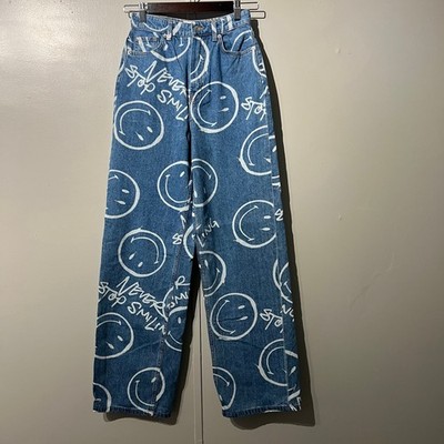 Divided H&M Smiley Originals Retro Wide Leg High Rise Jeans Women's Size 2