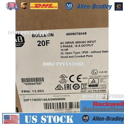 NEW AB 20F11ND014AA0NNNNN 14A 460V 10HP PowerFlex 753 Fast Shipping US Free Tax