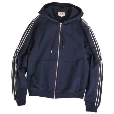 Hermes Hoodie 24ss Run H Hoody Sweatshirt Zip Up Top Men S Navy Used MOLO-0