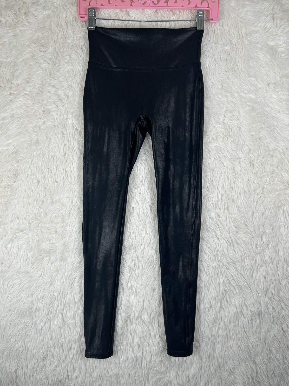 Spanx Size S Petite Shiny Solid Black Stretchy Pu… - image 1