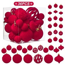 Multicolor Velvet Flocked Balls Set of 36 for Christmas Tree Holiday Decoration