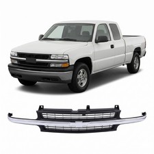 Black Grillechrome Center Molding Bar For 1999-2002 Chevy Silverado 1500 Hd