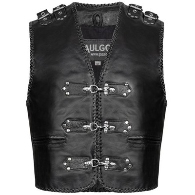 PAULGOS Lederweste - 100 % Echtleder - Schwarz - BW7 - in den Größen S - 7XL erh