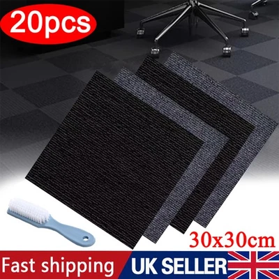 20X Self Adhesive Carpet Tiles Commercial Retail Office Home Flooring Floor Mat