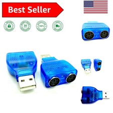 USB to PS/2 Adapter 2-Pack - Compact Blue  Silver Connector for Keyboards