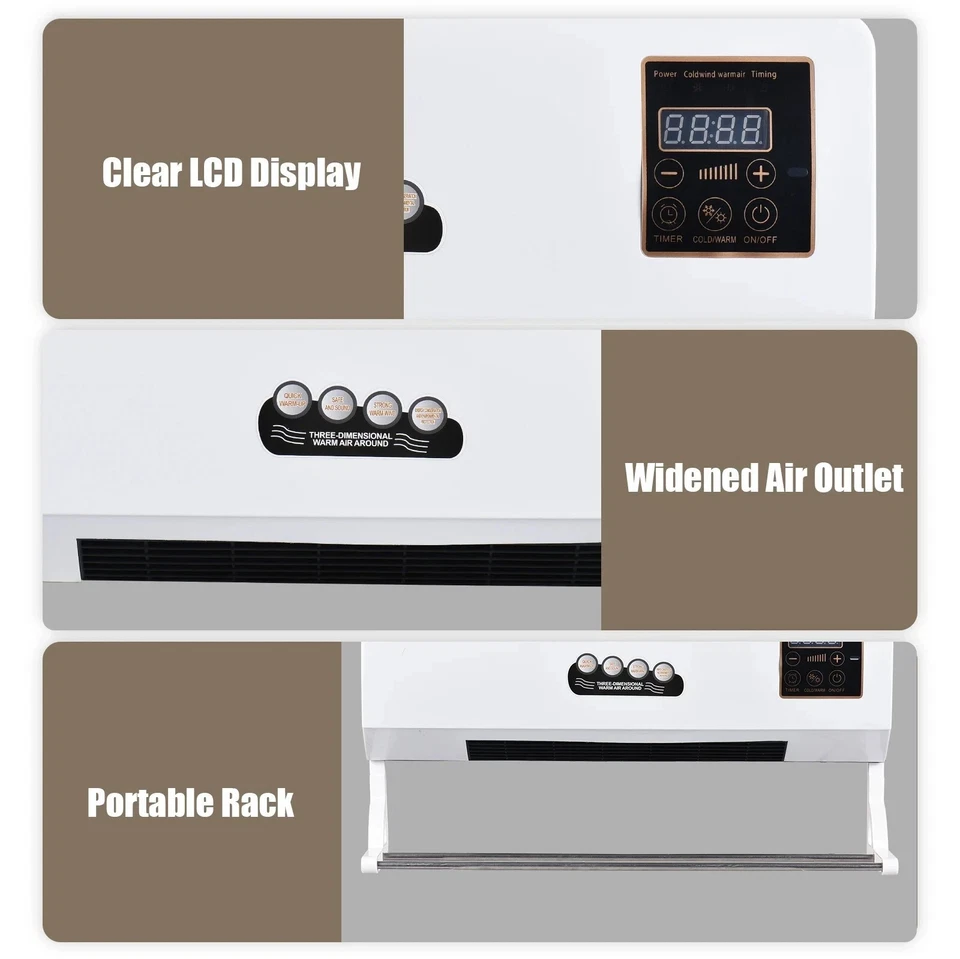 Combo de ventilador de aire acondicionado 2 en 1 1800 W montado en la pared Q7S0 Foto 4 de 4