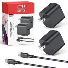 Switch 2 Charger 2 Pack 60W USB-C Fast Charger with Cables for Nintendo Switch