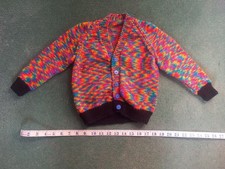 Hand knitted woollen cardigan for toddler 1-3 years multi-coloured
