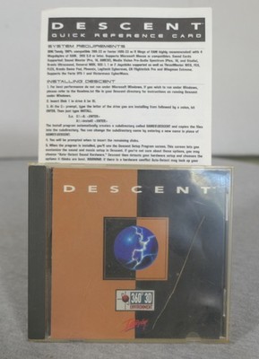 Interplay Productions Descent (PC MS DOS 5.0+ CD-ROM 1995) Quick Reference Card