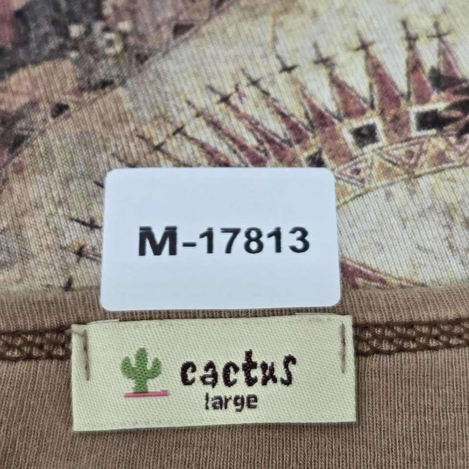 Camisa Cactus Mujer L Marrón Geométrica Boho Westerncore Azteca Y2K Foto 3 de 4