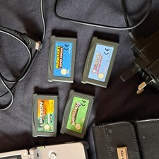 Nintendo Game Boy Advance SP Silver Console Bundle w/ 4 Games Mario Kart